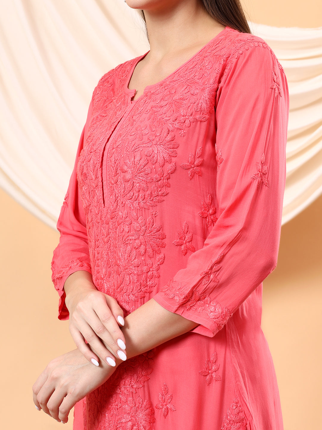 Alina Chikankari Modal Straight Kurta