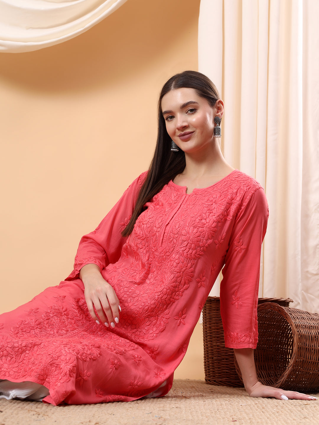 Alina Chikankari Modal Straight Kurta