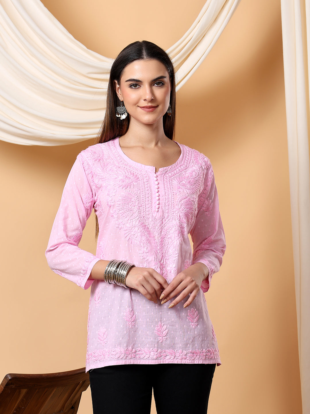 Adya Chikankari Short Dyed Kurti