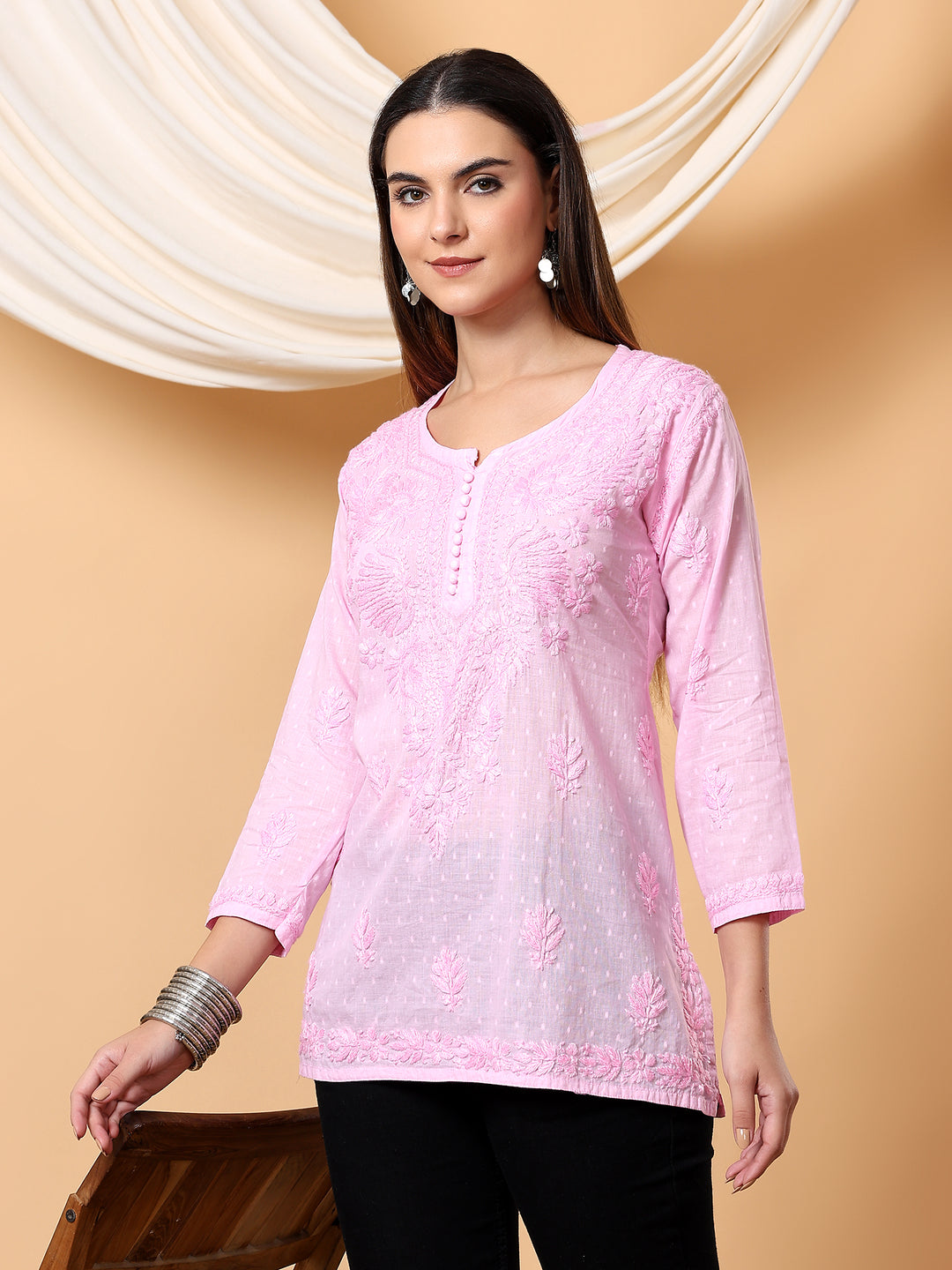 Adya Chikankari Short Dyed Kurti