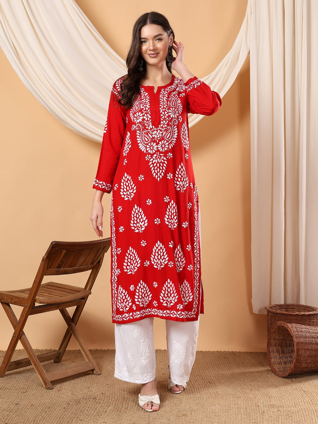 Neha Chikankari Rayon Straight Kurta