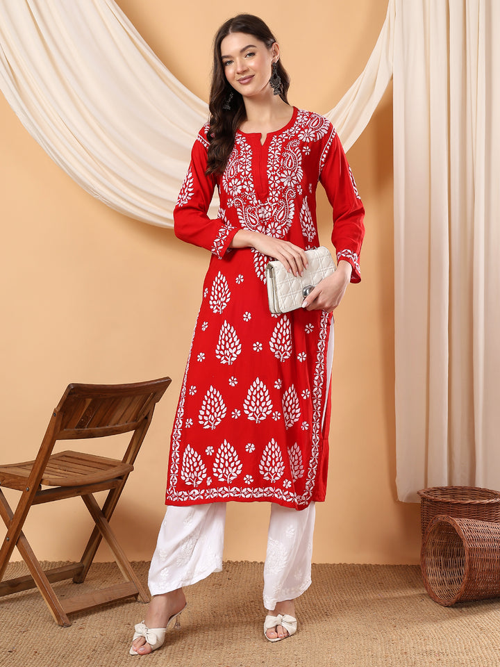 Neha Chikankari Rayon Straight Kurta