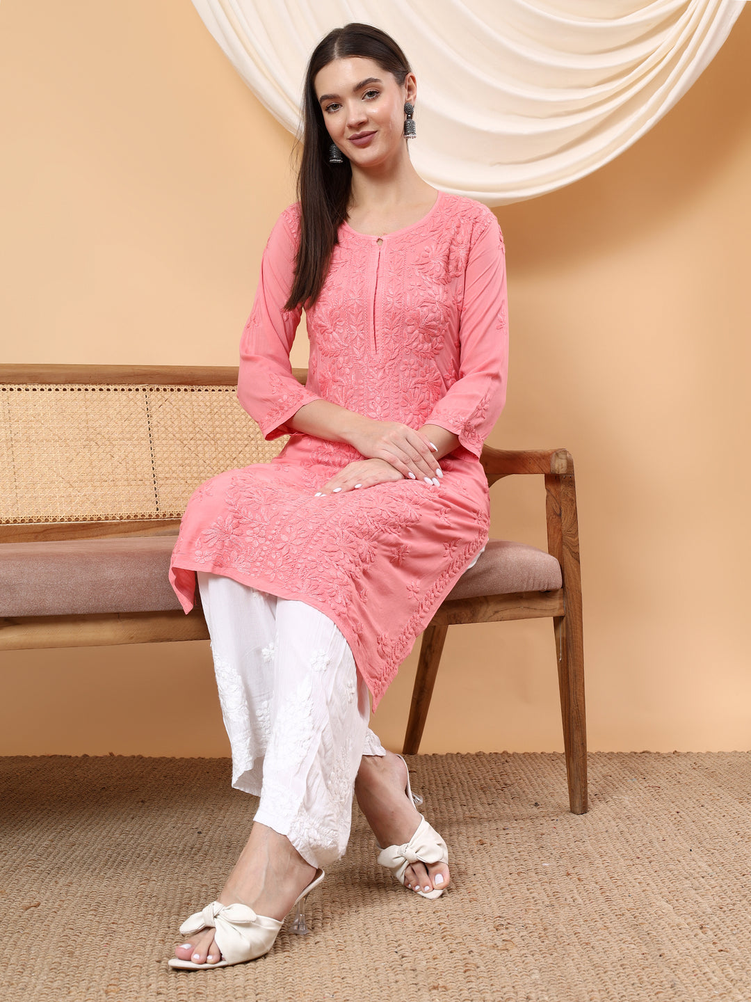 Alina Chikankari Modal Straight Kurta