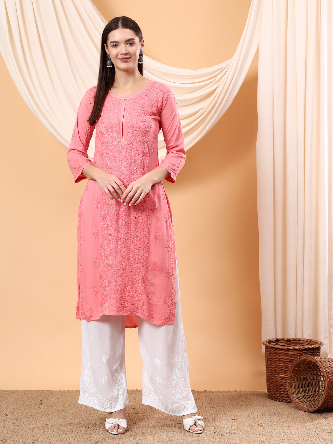 Alina Chikankari Modal Straight Kurta