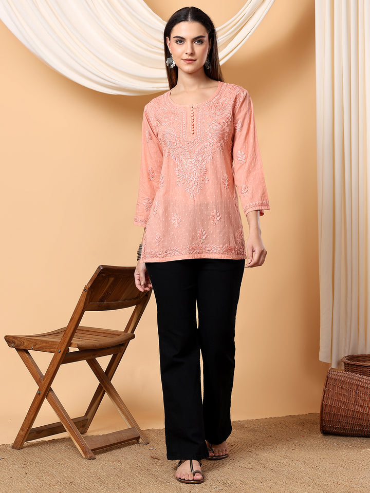 Adya Chikankari Short Dyed Kurti