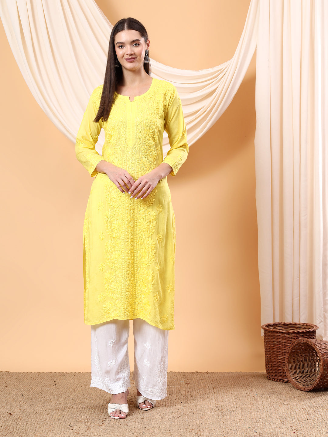 Alina Chikankari Modal Straight Kurta