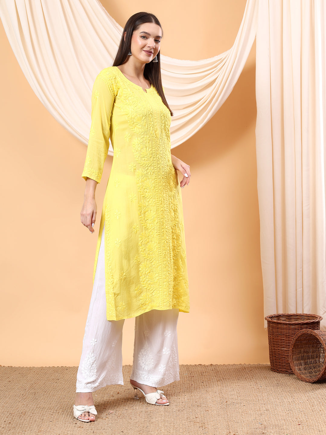 Alina Chikankari Modal Straight Kurta