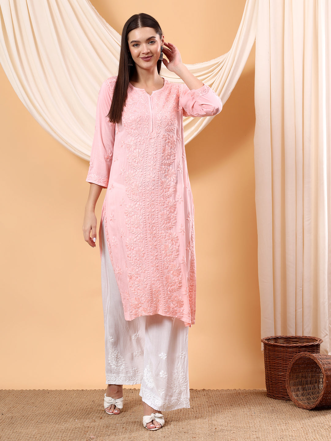 Alina Chikankari Modal Straight Kurta