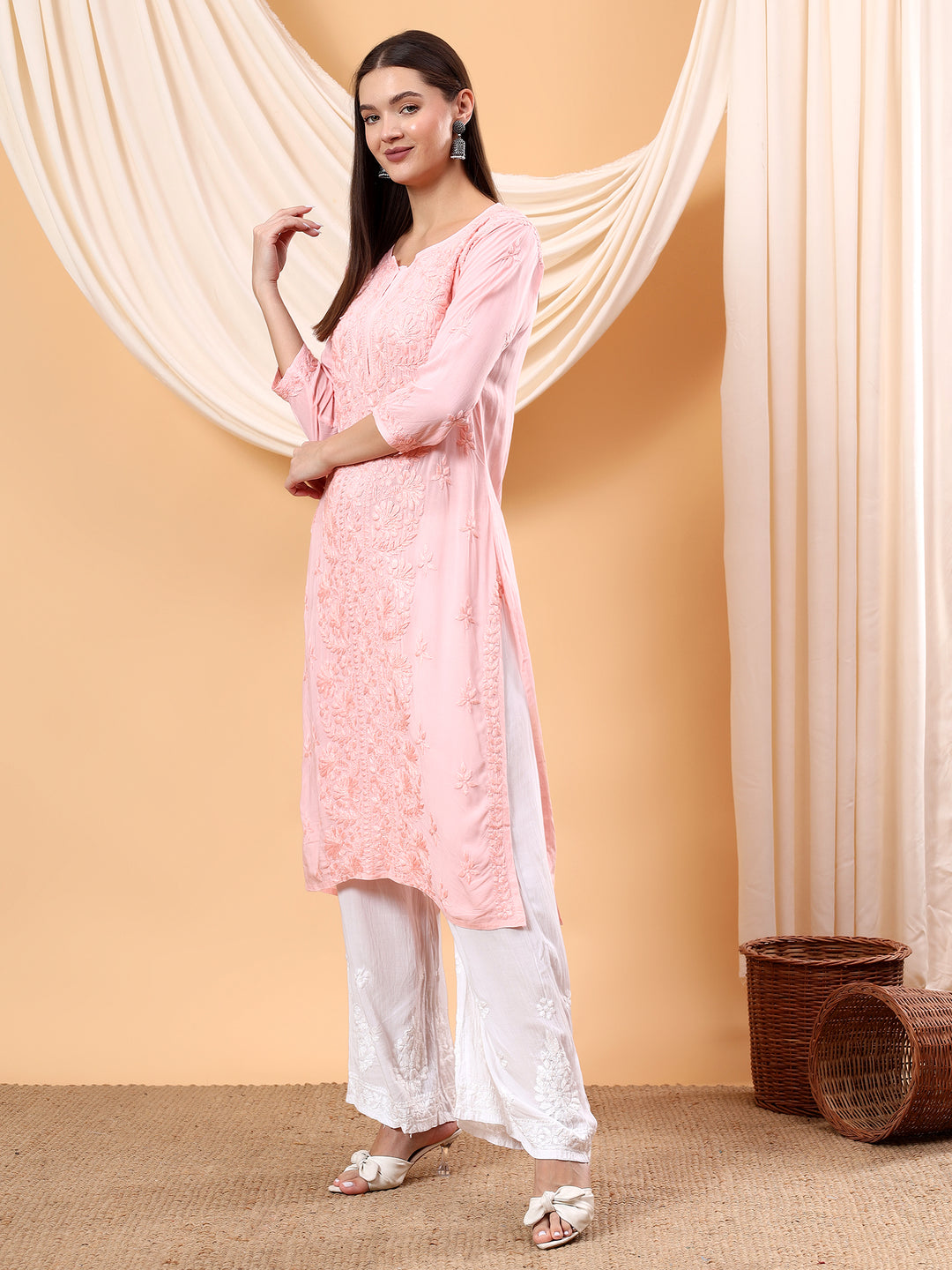 Alina Chikankari Modal Straight Kurta