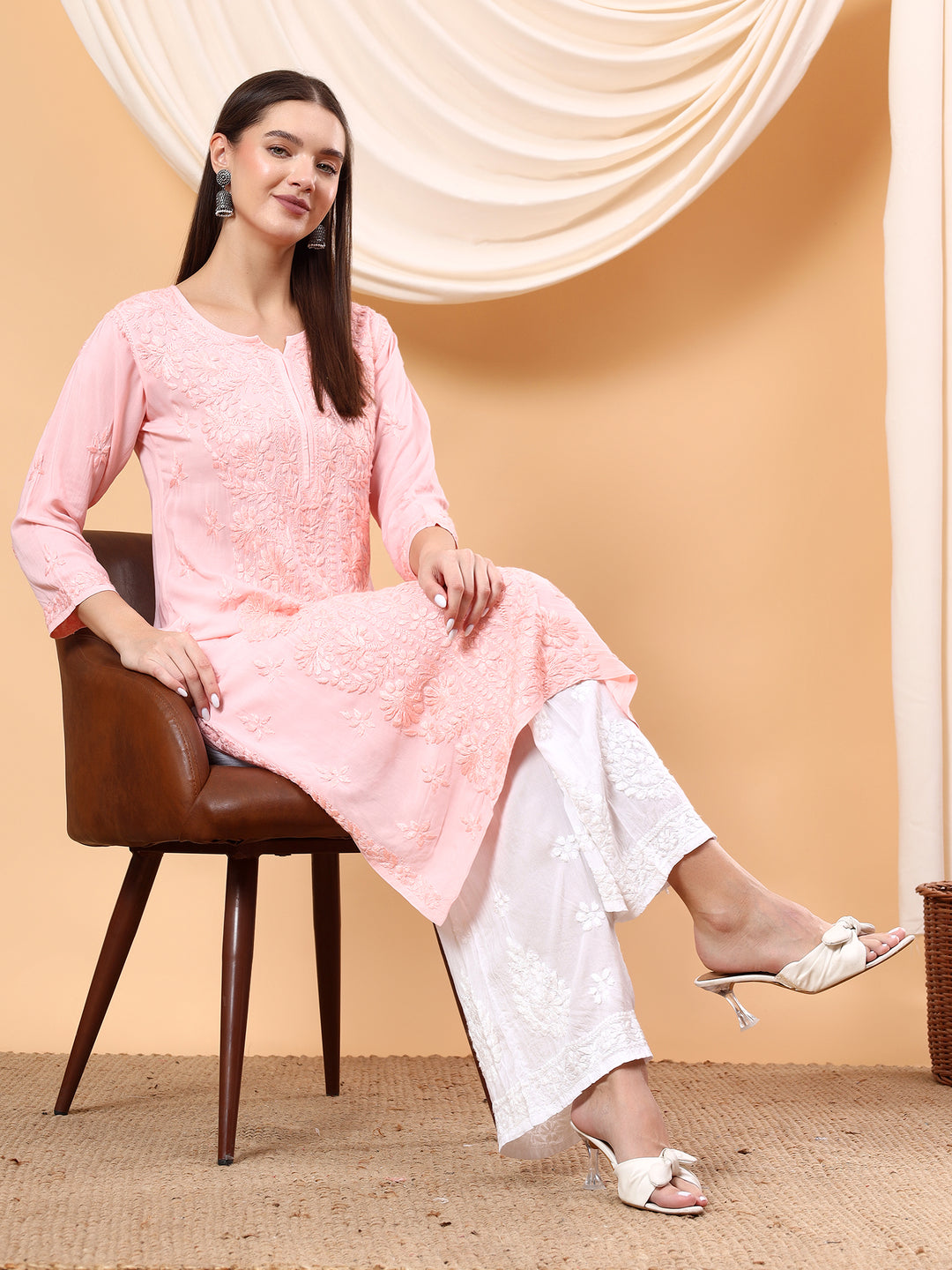 Alina Chikankari Modal Straight Kurta