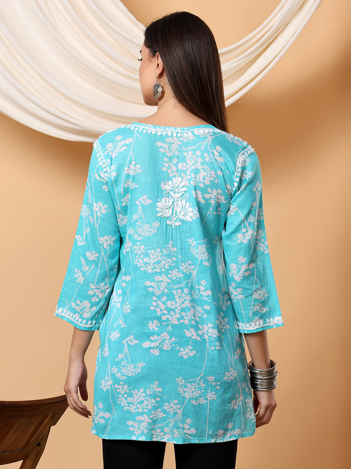 Zeba Chikankari Mulmul Short Kurti