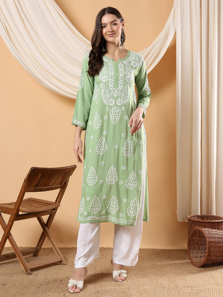 Neha Chikankari Rayon Straight Kurta