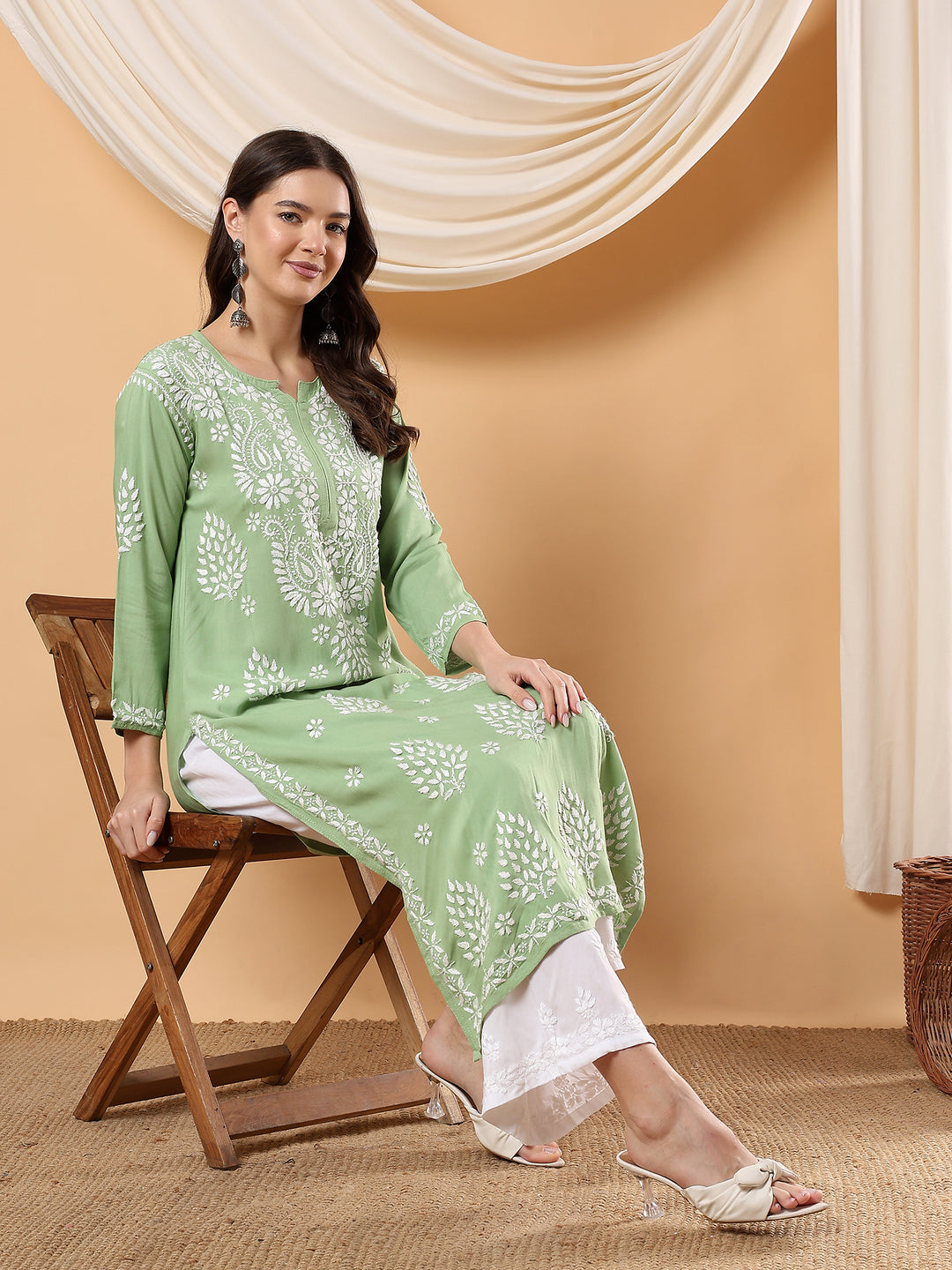 Neha Chikankari Rayon Straight Kurta