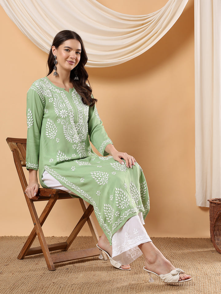 Neha Chikankari Rayon Straight Kurta