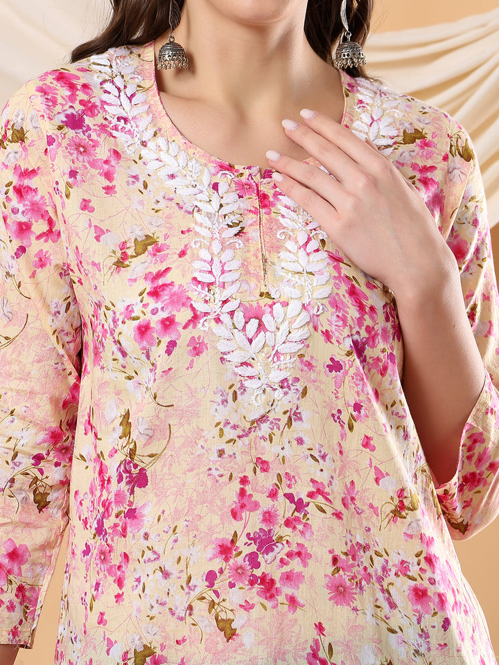 Chaya Chikankari Mulmul Short Kurti