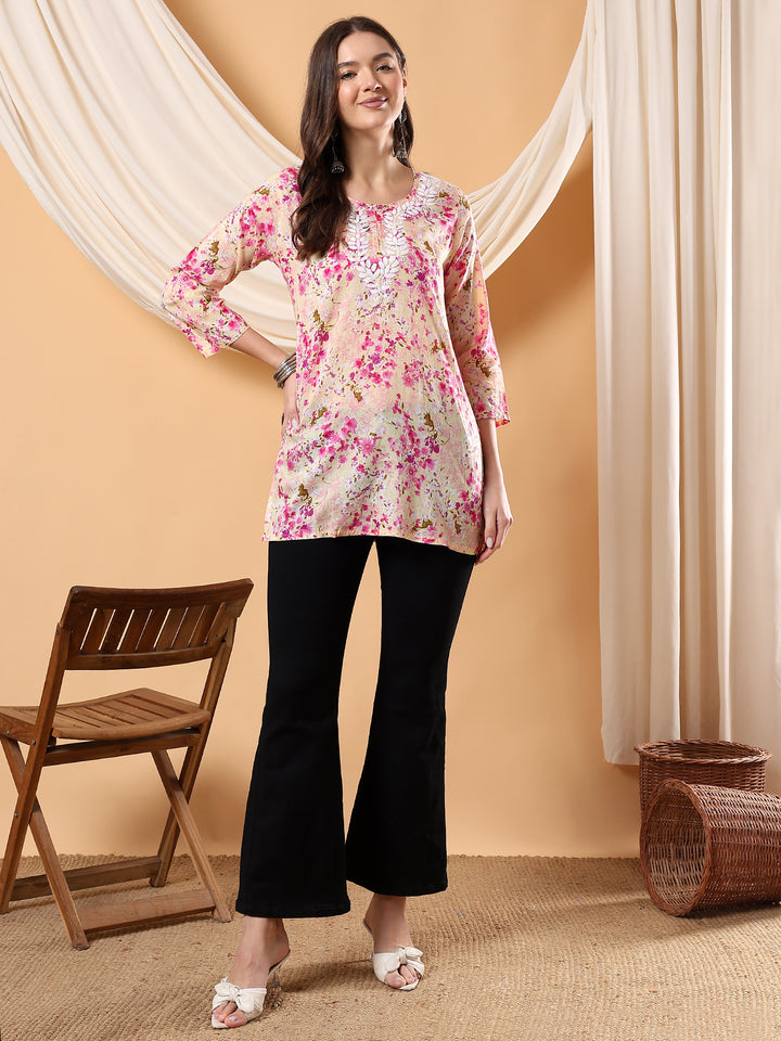 Chaya Chikankari Mulmul Short Kurti