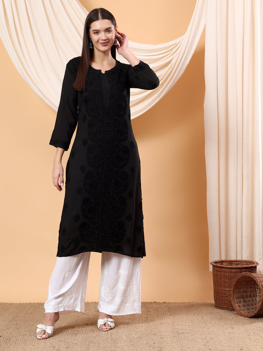 Alina Chikankari Modal Straight Kurta