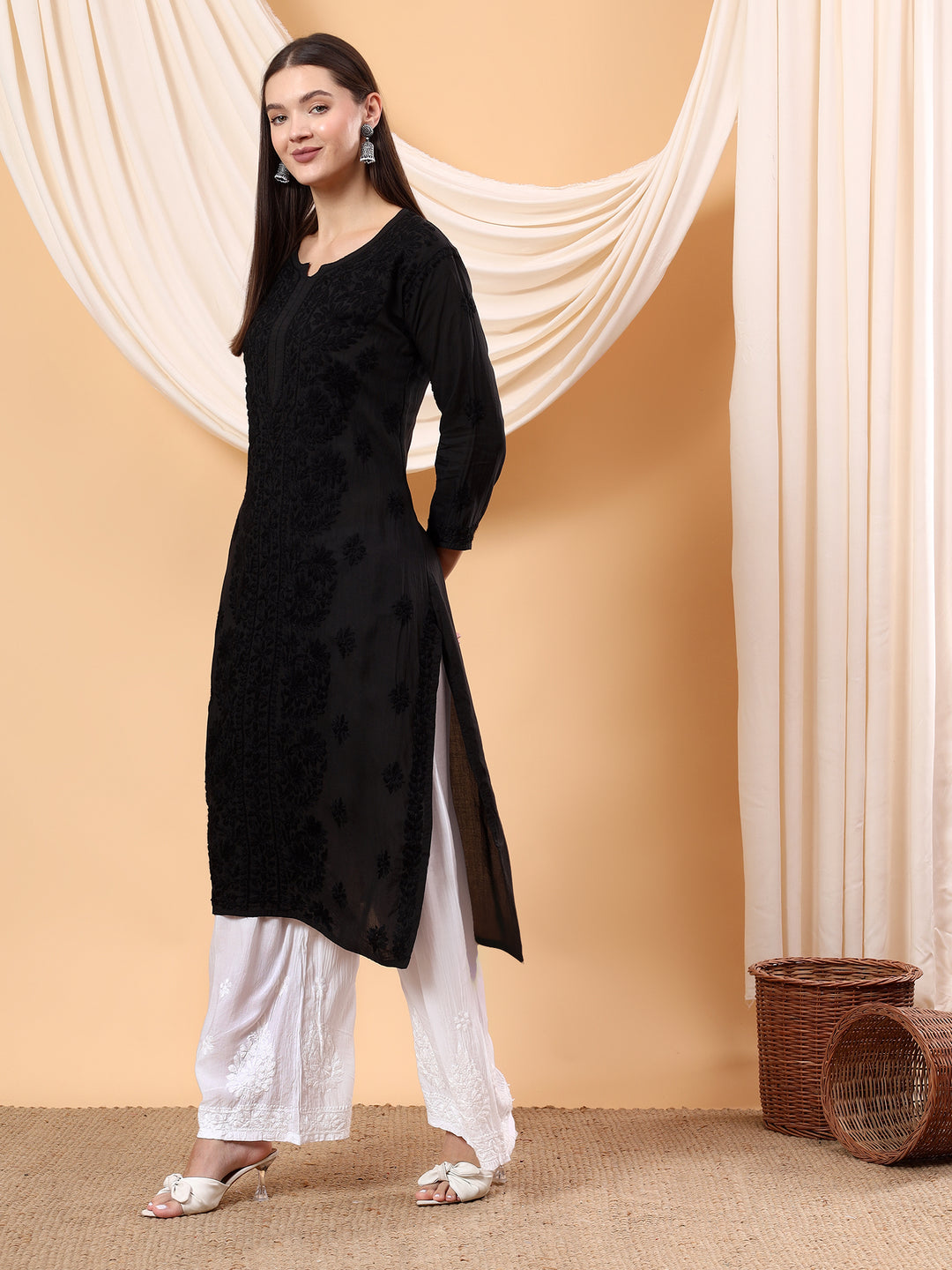 Alina Chikankari Modal Straight Kurta