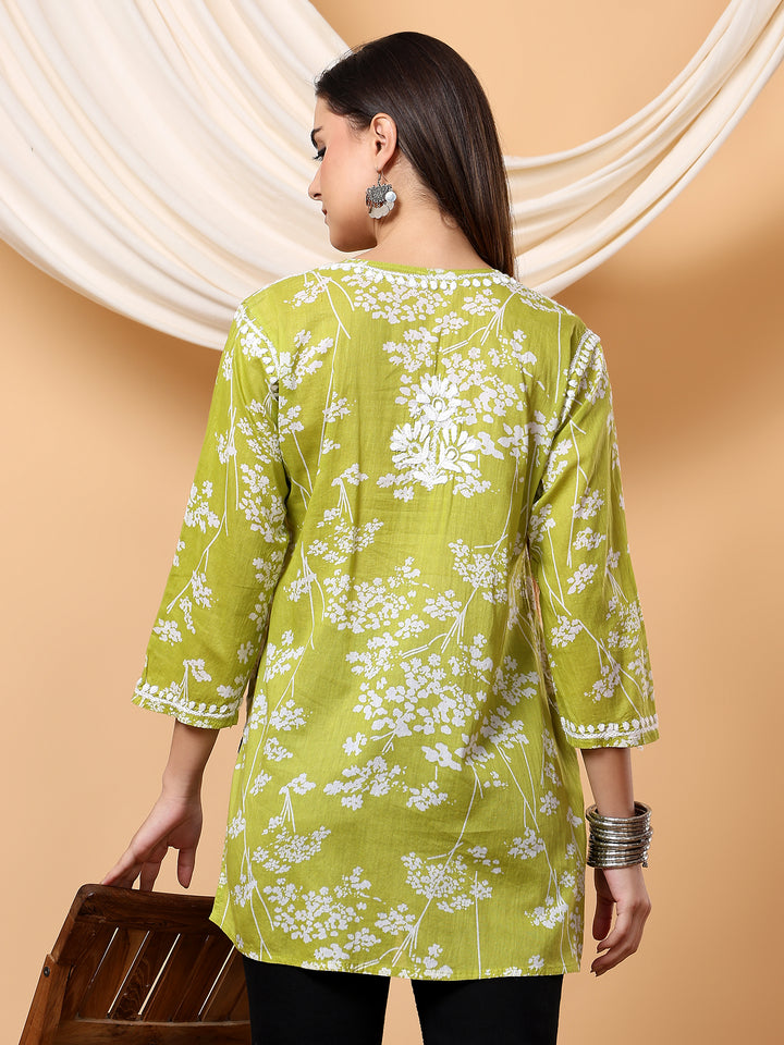 Zeba Chikankari Mulmul Short Kurti