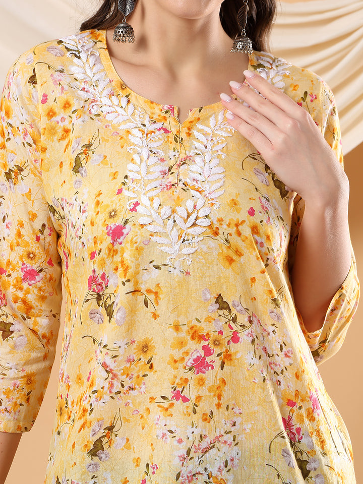 Chaya Chikankari Mulmul Short Kurti