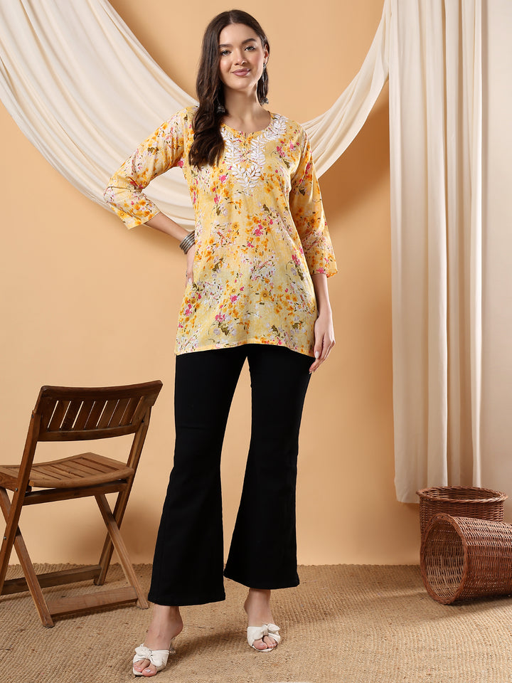 Chaya Chikankari Mulmul Short Kurti