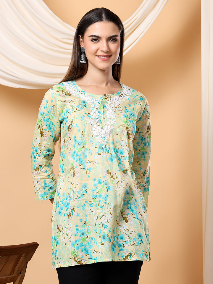 Chaya Chikankari Mulmul Short Kurti