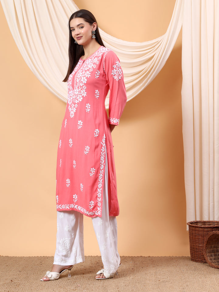 Anam Chikankari Rayon Straight Kurta