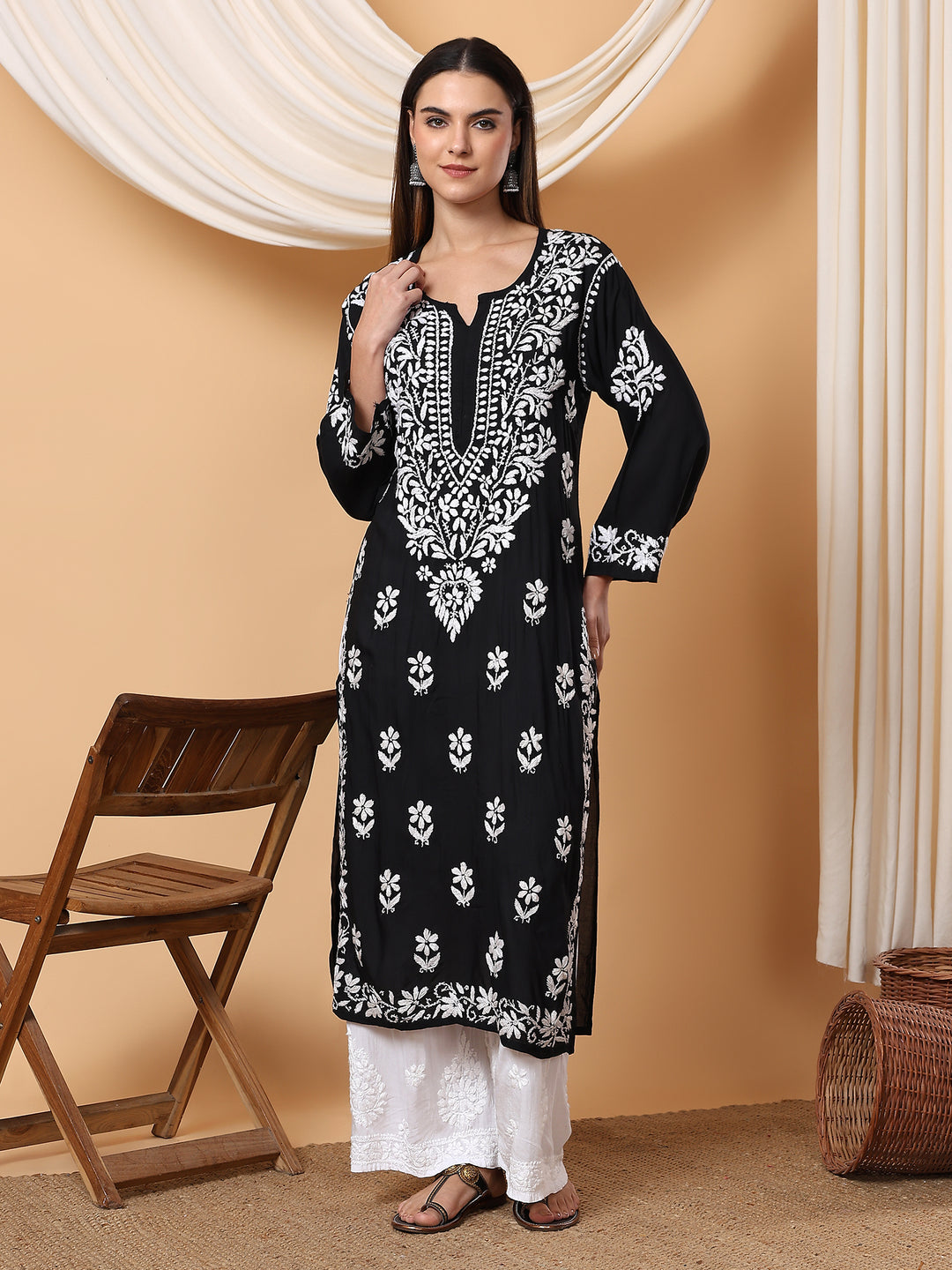 Zoya Chikankari Premium Modal Straight Kurta