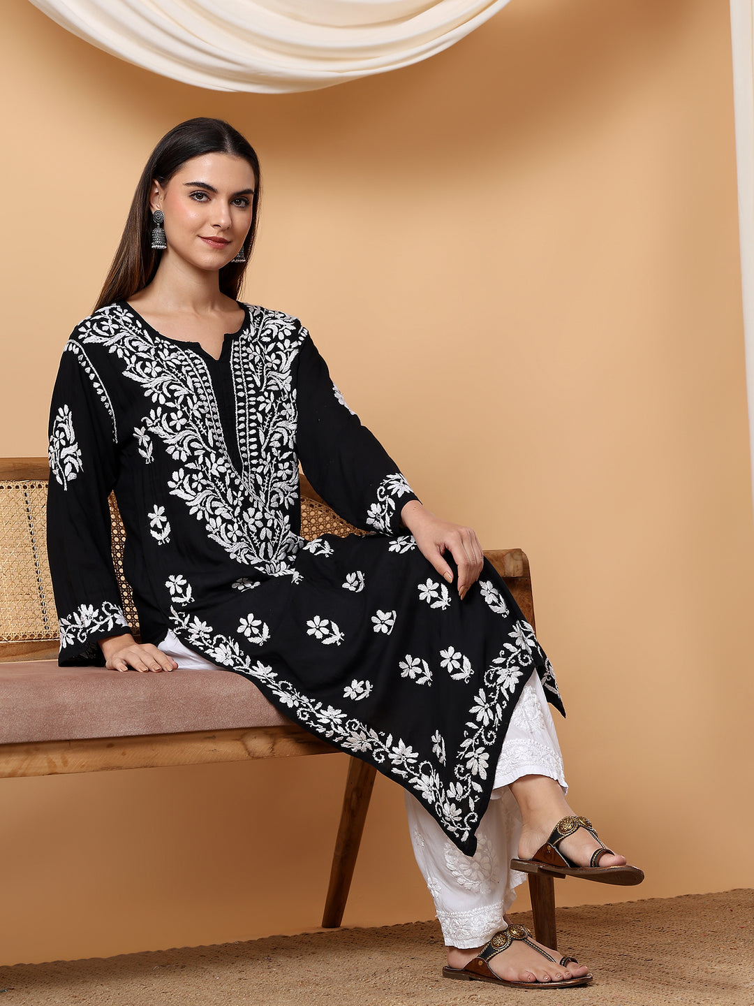 Zoya Chikankari Premium Modal Straight Kurta