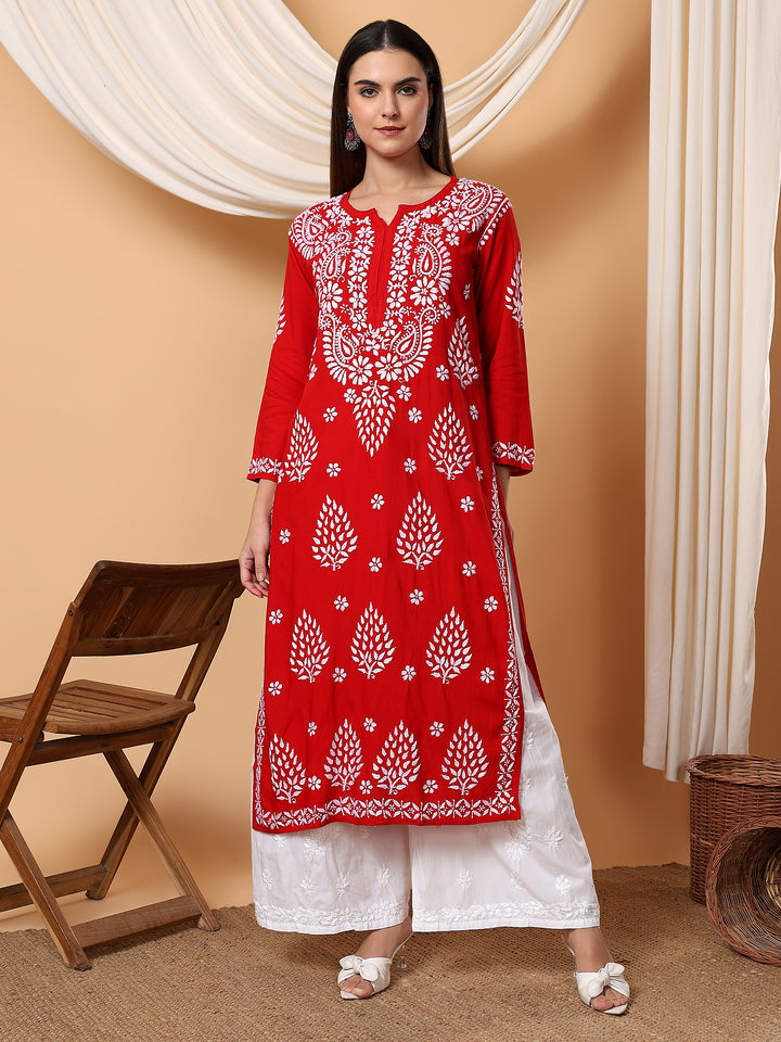 Neha Chikankari Rayon Straight Kurta