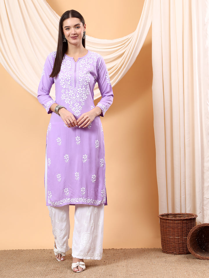 Anam Chikankari Rayon Straight Kurta