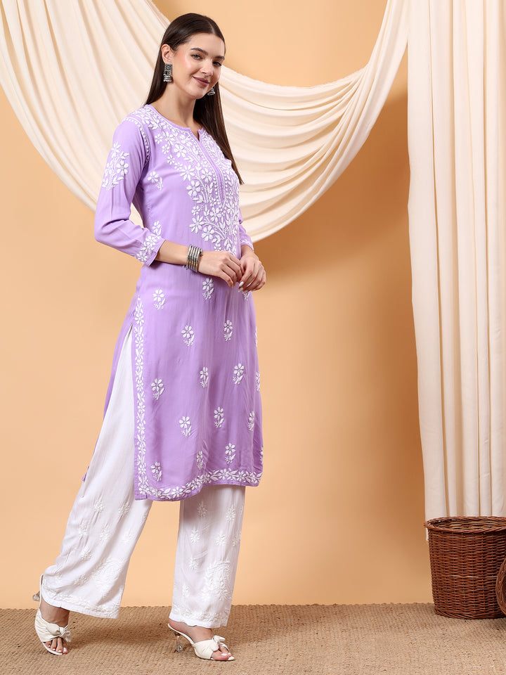 Anam Chikankari Rayon Straight Kurta