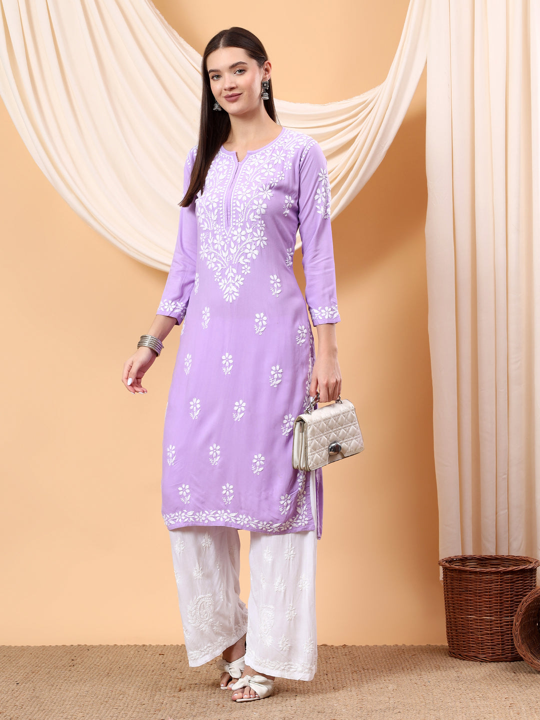 Anam Chikankari Rayon Straight Kurta