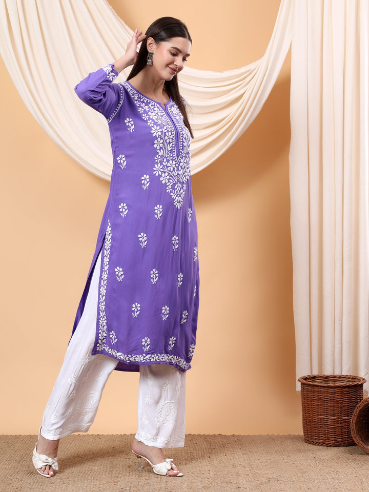 Anam Chikankari Rayon Straight Kurta