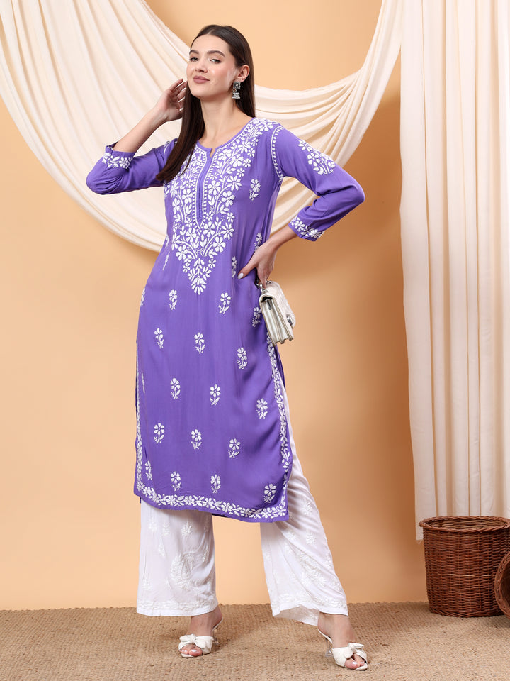 Anam Chikankari Rayon Straight Kurta