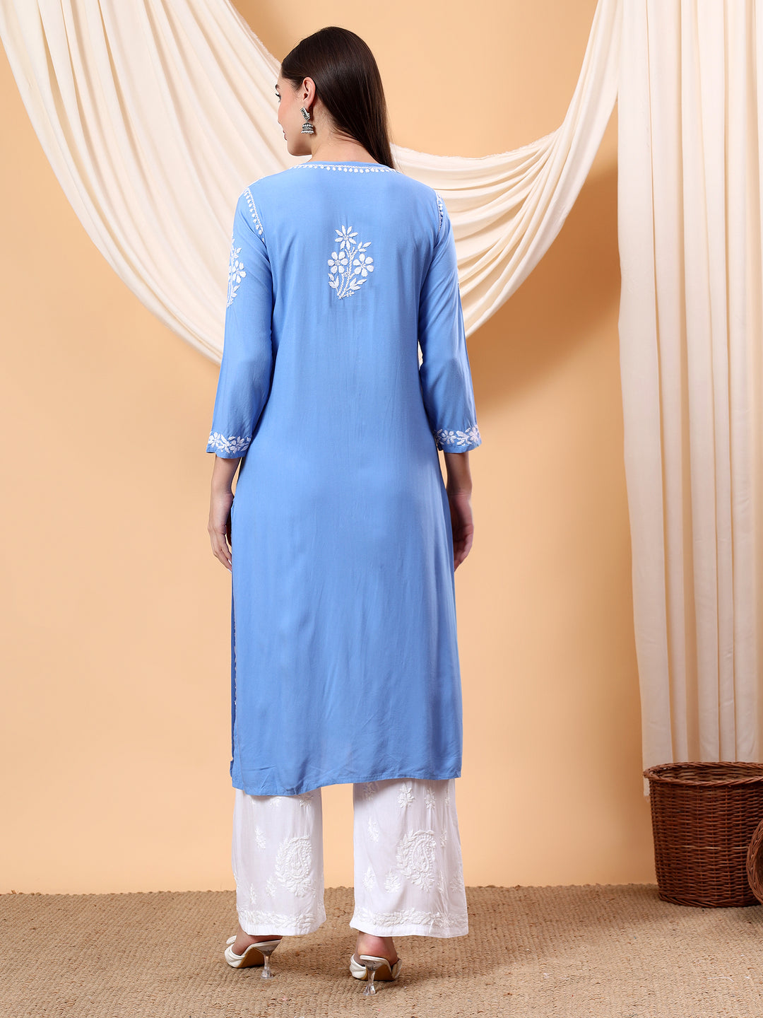 Anam Chikankari Rayon Straight Kurta