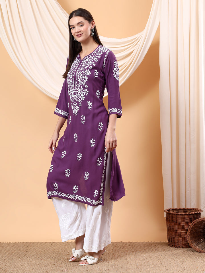 Anam Chikankari Rayon Straight Kurta