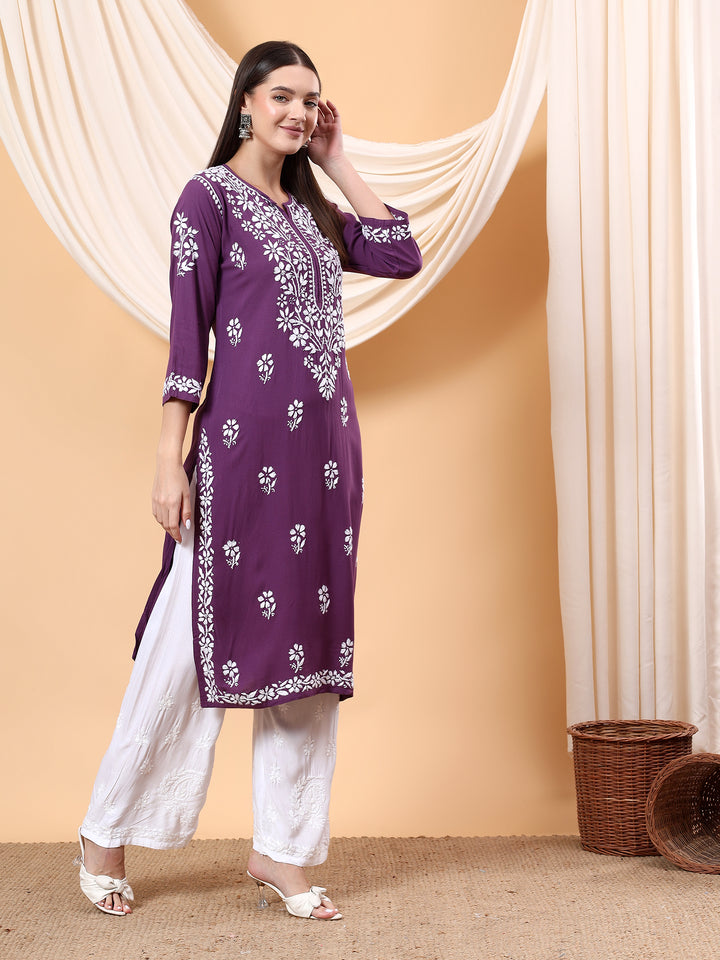 Anam Chikankari Rayon Straight Kurta