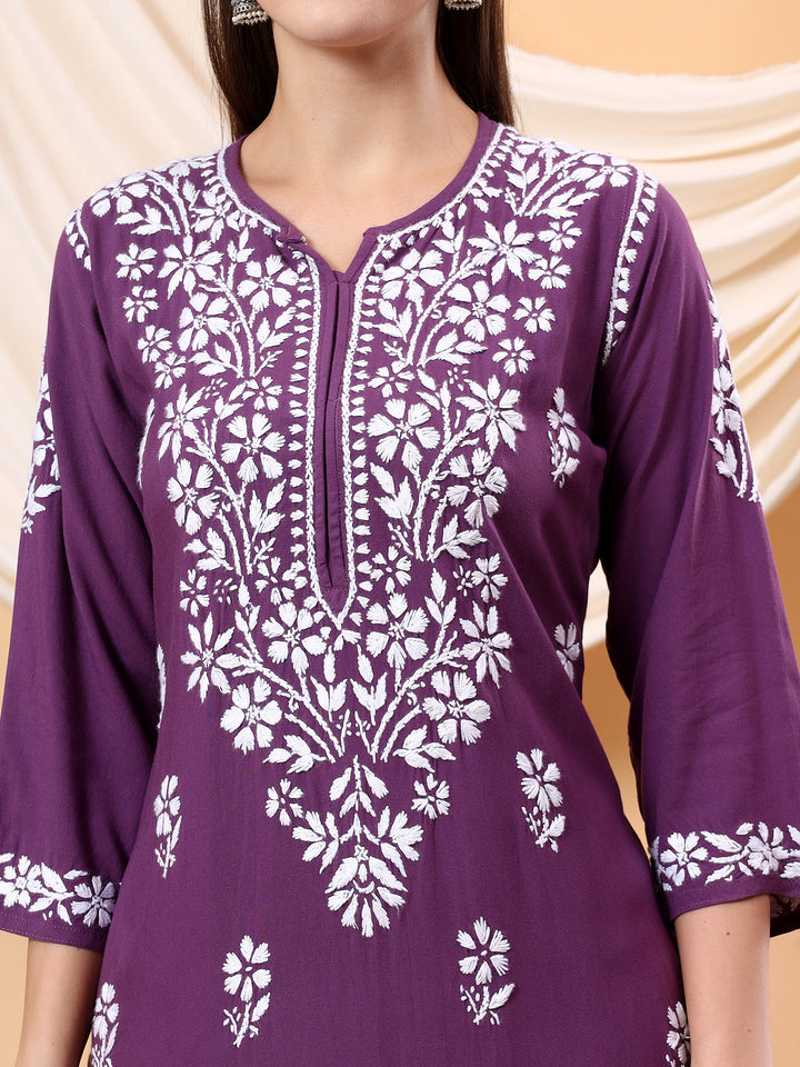 Anam Chikankari Rayon Straight Kurta