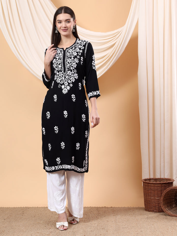 Anam Chikankari Rayon Straight Kurta