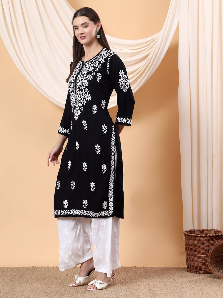 Anam Chikankari Rayon Straight Kurta