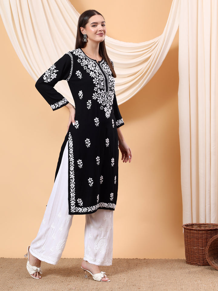 Anam Chikankari Rayon Straight Kurta