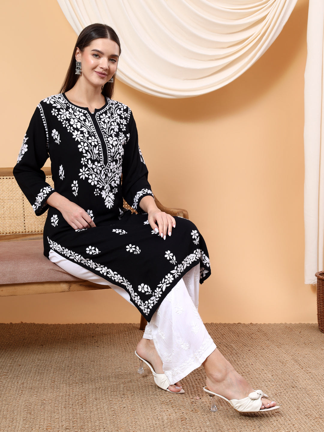 Anam Chikankari Rayon Straight Kurta