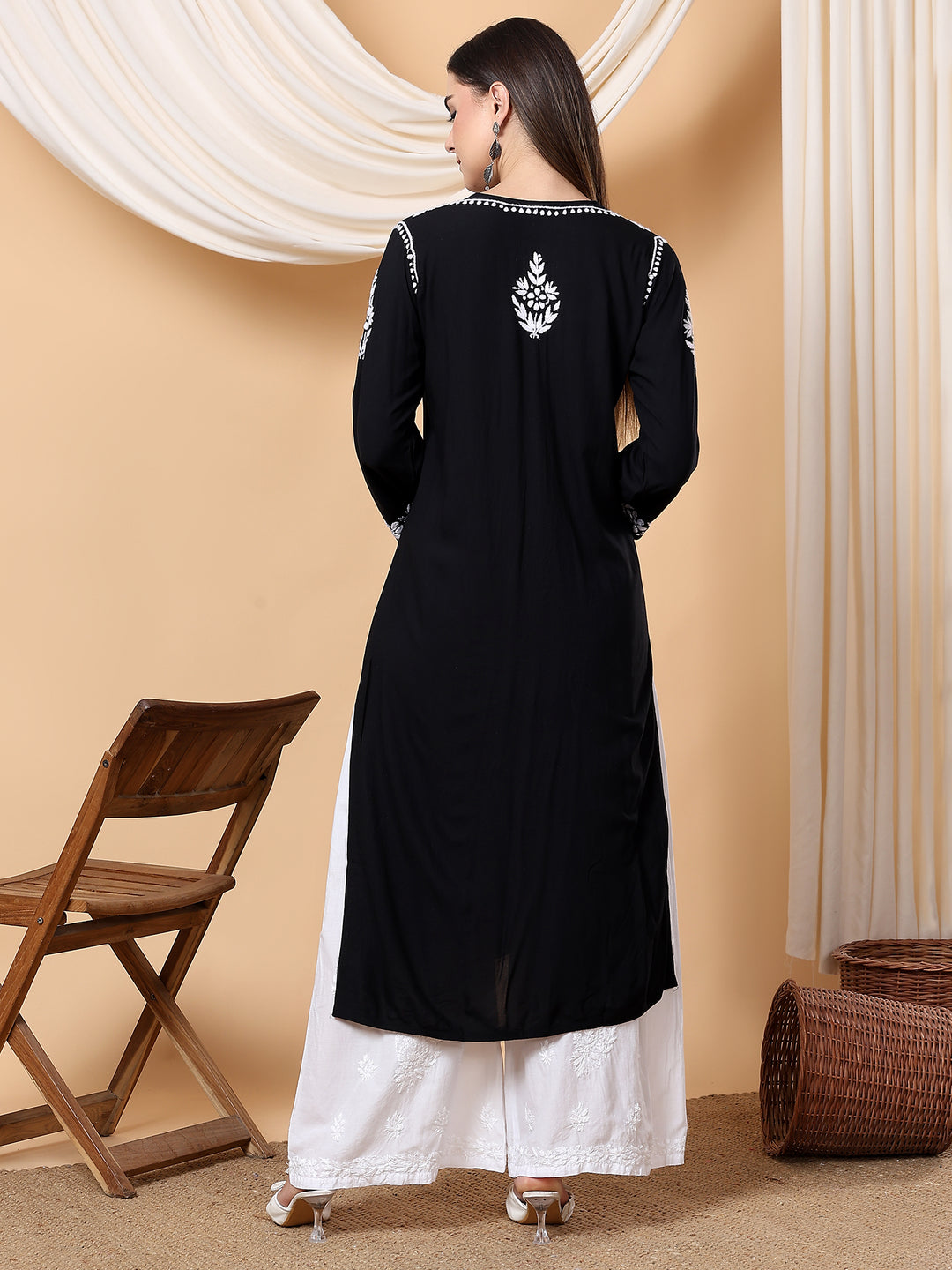 Jahnvi Chikankari Rayon Straight Kurta