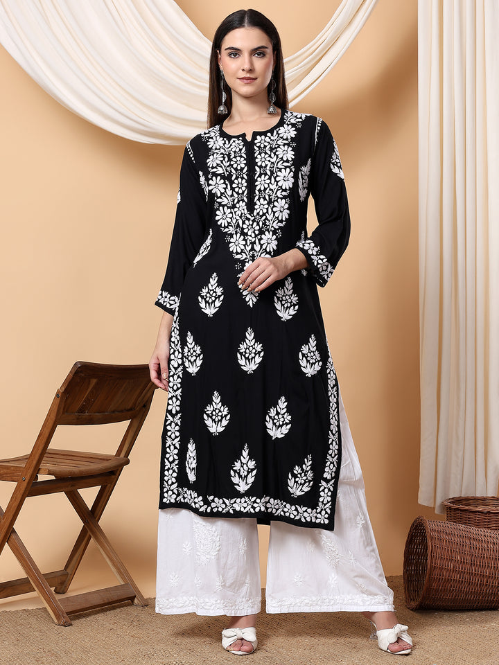 Jahnvi Chikankari Rayon Straight Kurta