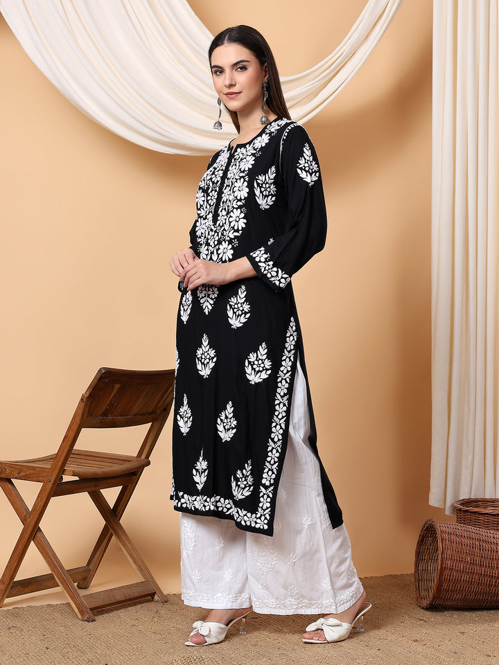 Jahnvi Chikankari Rayon Straight Kurta