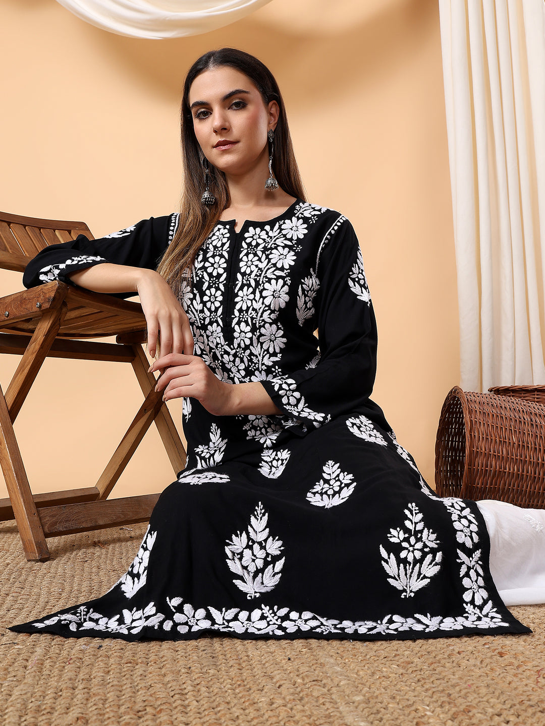 Jahnvi Chikankari Rayon Straight Kurta