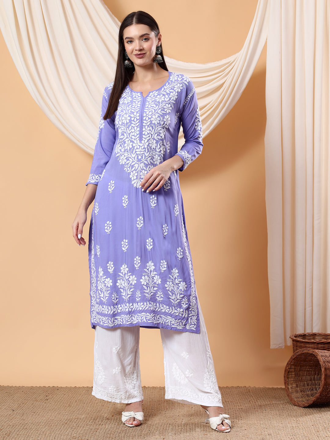 Bhumi Chikankari Premium Modal Straight Kurta