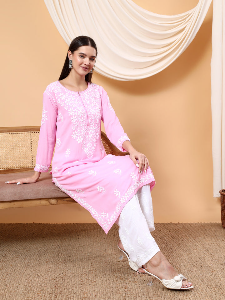 Anam Chikankari Rayon Straight Kurta