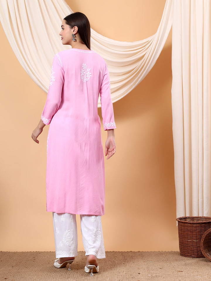 Anam Chikankari Rayon Straight Kurta